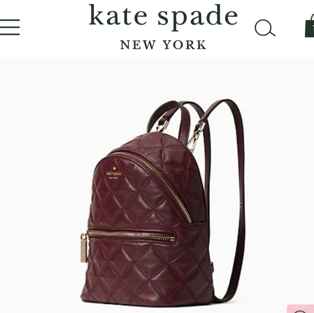 Kate Spade Natalia Mini Backpack Quilted Cherrywood Burgundy NWT